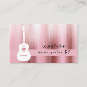 Tarjeta De Visita Rosa DJ de música de guitarra