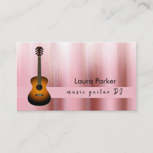 Tarjeta De Visita Rosa DJ de música de guitarra