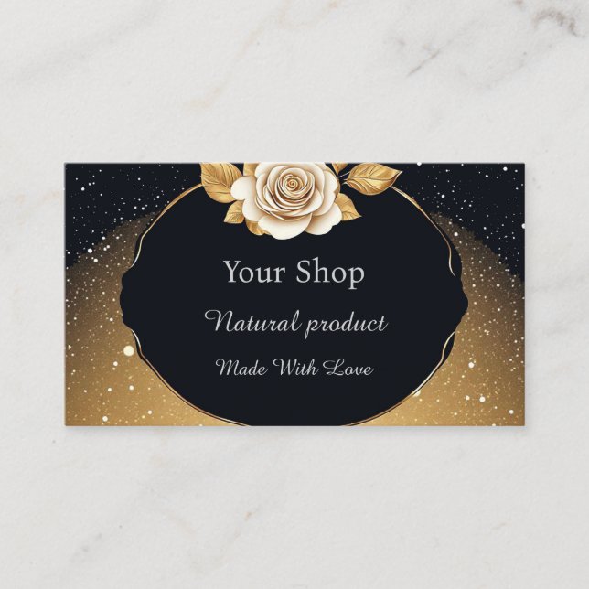 Tarjeta De Visita Rosa Dorada Floral (Anverso)