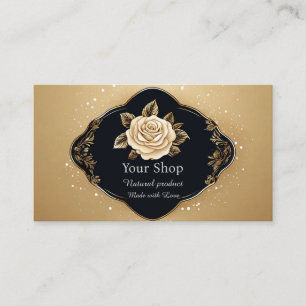 Tarjeta De Visita Rosa Dorada Floral Elegante