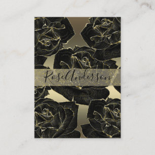 Tarjeta De Visita Rosa dorada y negra Glam Elegante Clásica Chic