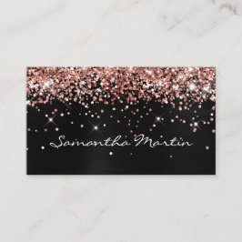 Tarjeta De Visita Rosa Dorado Brillante Purpurina Negro Foil