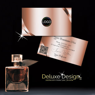 Tarjeta De Visita Rosa dorado brillante y glamuroso con logotipo y c