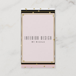 Tarjeta De Visita Rosa Dorado Confeti Moderno Elegante