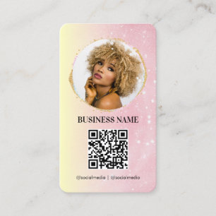 Tarjeta De Visita Rosa Dorado Glitter Femenino Redes Sociales Mujer