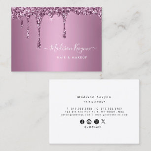 Tarjeta De Visita Rosa Dorado Glitter Tendencia Maquillaje Artista S