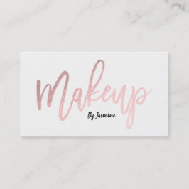 Tarjeta De Visita Rosa Dorado Hojas de Maquillaje Moderno Pincelada 