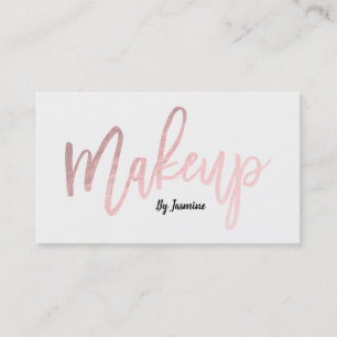Tarjeta De Visita Rosa Dorado Hojas de Maquillaje Moderno Pincelada
