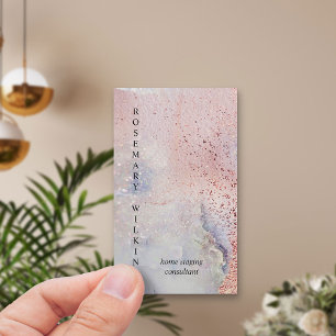 Tarjeta De Visita Rosa Dorado Marble de Marble de Marble Vertical