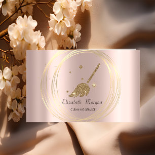 Tarjeta De Visita Rosa Dorado Moderno Elegante, Cepillo de Círculos