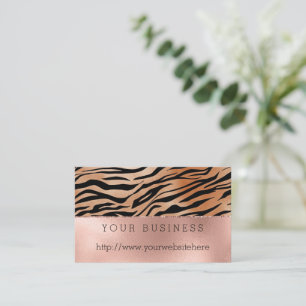 Tarjeta De Visita Rosa Dorado Naranja Negro Estampado de Tigre