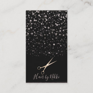 Tarjeta De Visita Rosa dorado negro y rosa galaxia punto salpicadura