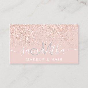 Tarjeta De Visita rosa dorado purpurina rosa pastel