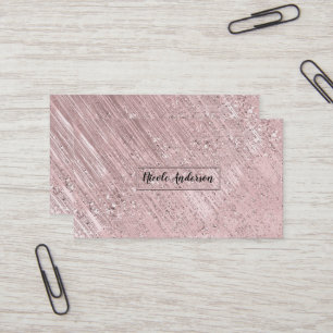 Tarjeta De Visita Rosa Dorado Rosa Brillante Brillo Glamour Moderno