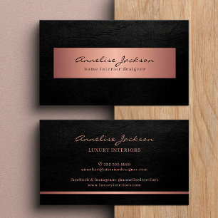 Tarjeta De Visita Rosa dorado rosa negro elegante profesional