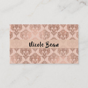 Tarjeta De Visita Rosa Dorado Rubor Rosa Glam Damask Moderno
