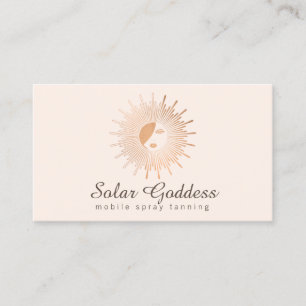 Tarjeta De Visita Rosa Dorado Sol Diosa Chica Salón de belleza Rosa