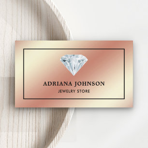 Tarjeta De Visita Rosa Dorado Solitaire Diamond Jewelry Store Jewele