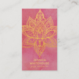 Tarjeta De Visita Rosa elegante de flor de Lotus Gold 