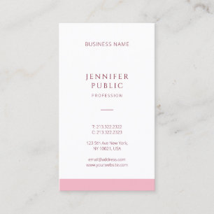 Tarjeta De Visita Rosa elegante de la plantilla simple profesional