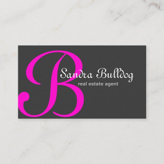 Tarjeta De Visita Rosa elegante de las propiedades inmobiliarias del (Anverso)