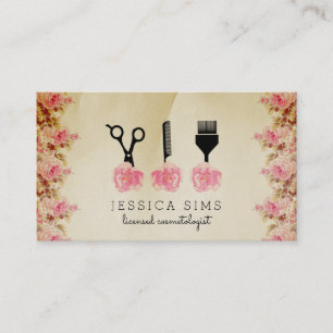 Tarjeta De Visita rosa elegante del hairstylist del estilista del