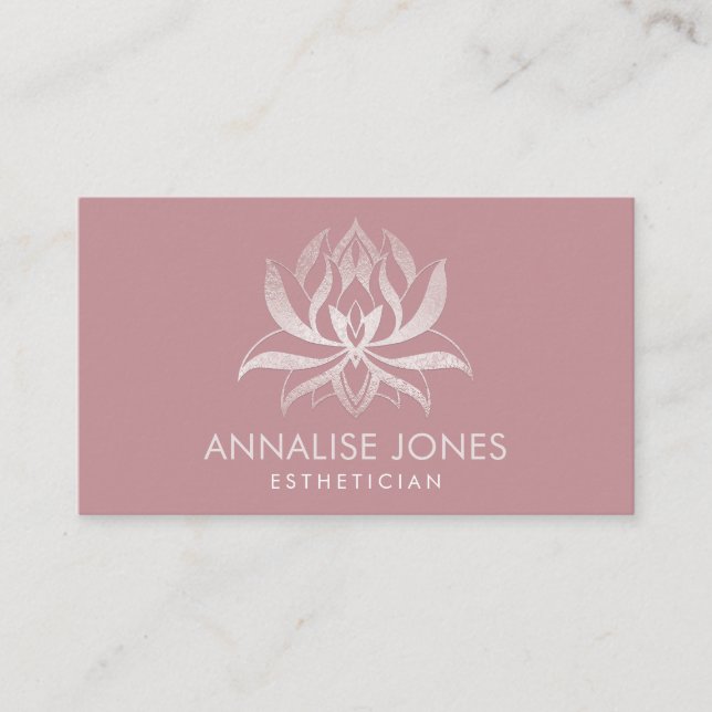 Tarjeta De Visita Rosa elegante Gold Lotus Flower (Anverso)