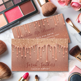 Tarjeta De Visita rosa elegante moderno purpurina maquillador de got