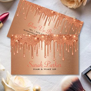 Tarjeta De Visita rosa elegante moderno purpurina maquillador de got