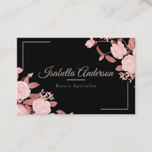 Tarjeta De Visita Rosa elegante negro