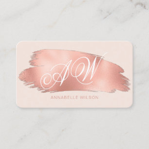 Tarjeta De Visita Rosa elegante Relieve metalizado dorado y monogram