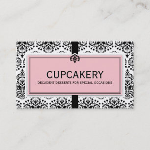 Tarjeta De Visita Rosa en colores pastel del negro elegante del