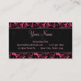 Tarjeta De Visita Rosa en las briznas florales negras, rayas con el