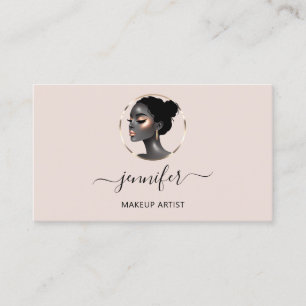 Tarjeta De Visita Rosa en polvo Logotipo de artista de maquillaje de