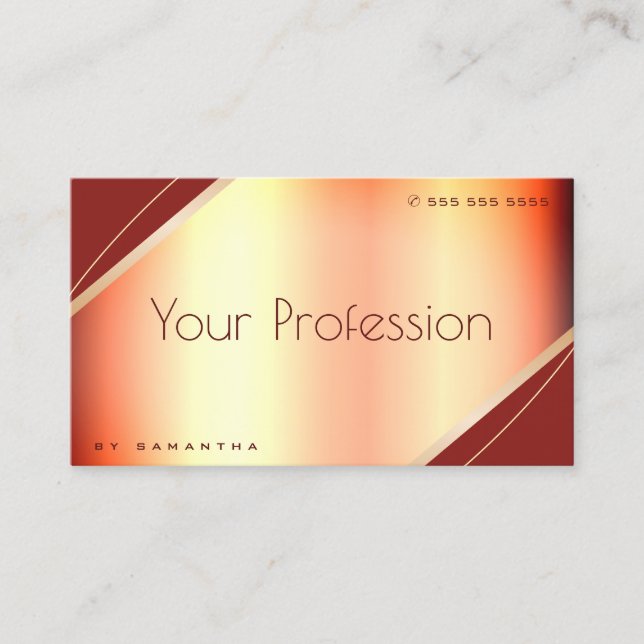 Tarjeta De Visita Rosa Extravagante Dorado Borgoña Glam Elegante (Anverso)