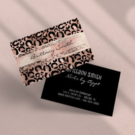 Tarjeta De Visita Rosa falso Leopard Relieve metalizado dorado Rubor