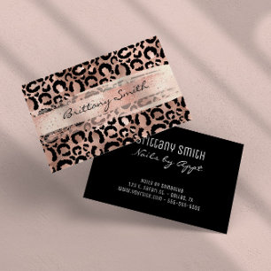 Tarjeta De Visita Rosa falso Leopard Relieve metalizado dorado Rubor