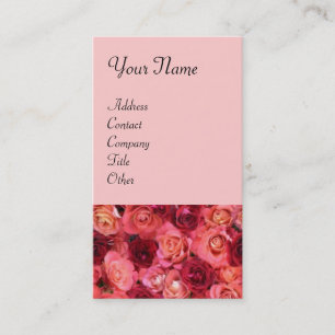 Tarjeta De Visita ROSA FIELD , rosa rojo vivo brillante