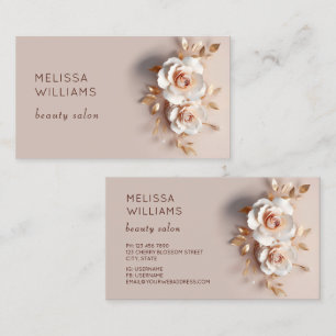 Tarjeta De Visita Rosa Flor Tridimensional Elegante