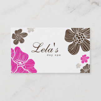 Tarjeta De Visita Rosa floral Brown del balneario del salón de la
