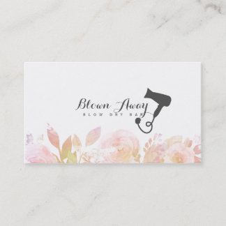 Tarjeta De Visita rosa floral del brushing del hairstylist moderno