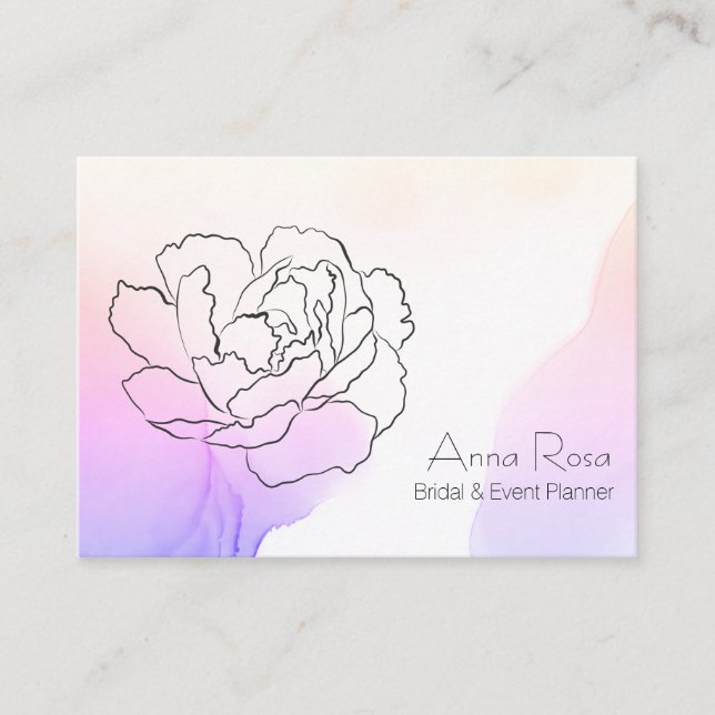 Tarjeta De Visita *~* Rosa floral Lavanda y acuarela rosada pastel (Anverso)
