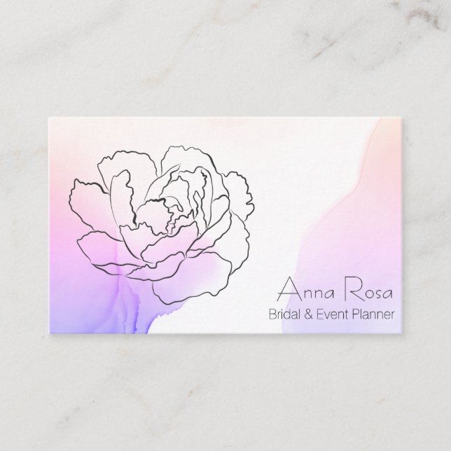 Tarjeta De Visita *~* Rosa floral Lavanda y acuarela rosada pastel (Anverso)