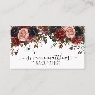 Tarjeta De Visita Rosa floral otoñal acuarela