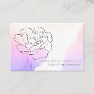 Tarjeta De Visita *~* Rosa Floral Pastel Lavanda y acuarela rosa