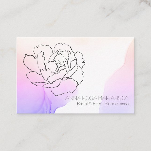 Tarjeta De Visita *~* Rosa Floral Pastel Lavanda y acuarela rosa (Anverso)