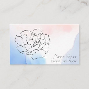 Tarjeta De Visita *~* Rosa floral Peony Pastel azul color rosa