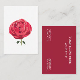 Tarjeta De Visita Rosa floral rojo rosa