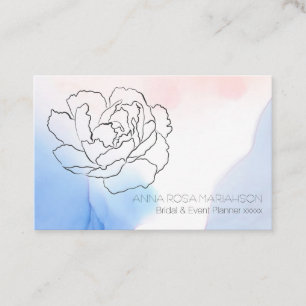 Tarjeta De Visita *~* Rosa Floral suave Pastel azul rosado acuarela