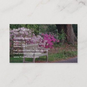 Tarjeta De Visita Rosa, flores en el banco del jardín